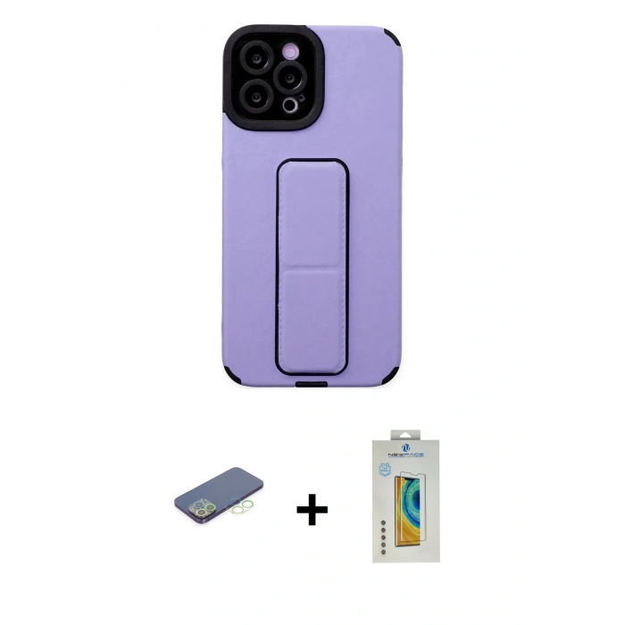 MARSİLYAN™- iPhone 12 Pro Max Kılıf Çekirdek Yansıma - Siyah Polymer Nano Ekran Koruyucu + Renkli Kamera Lens Koruma Cam - YL