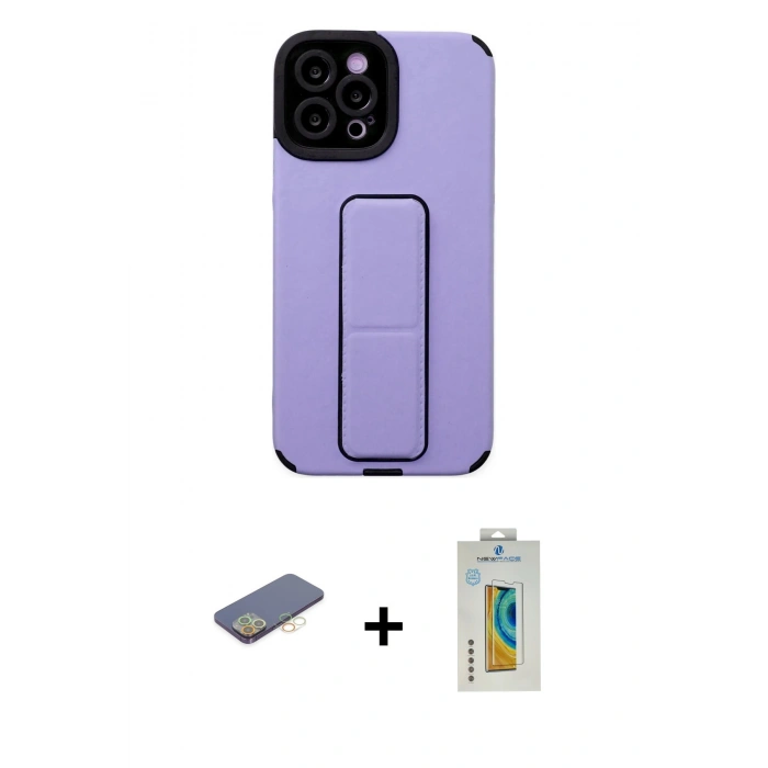 MARSİLYAN™- iPhone 12 Pro Max Kılıf Çekirdek Yansıma - Siyah Polymer Nano Ekran Koruyucu + Renkli Kamera Lens Koruma Cam - SI