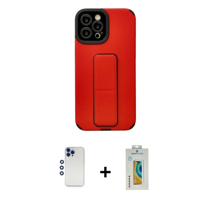 MARSİLYAN™- iPhone 12 Pro Max Kılıf Çekirdek Yansıma - Siyah Polymer Nano Ekran Koruyucu + Shine Kamera Lens - LT