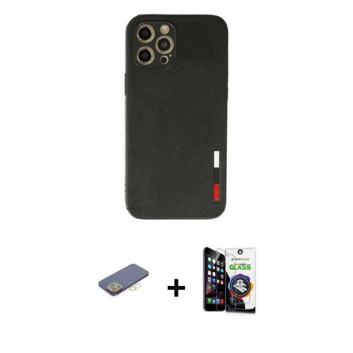 MARSİLYAN™- iPhone 12 Pro Max Kılıf Doruk Asil Koleksiyonu - Şeffaf Temperli Cam Ekran Koruyucu + Renkli Kamera Lens Koruma Cam - SI