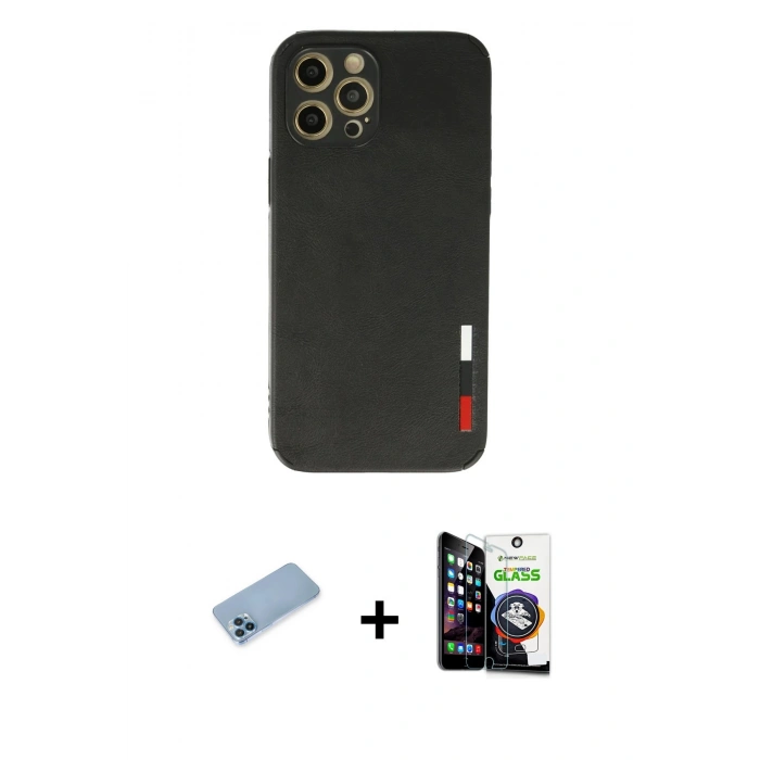MARSİLYAN™- iPhone 12 Pro Max Kılıf Doruk Asil Koleksiyonu - Şeffaf Temperli Cam Ekran Koruyucu + Shine Kamera Lens Koruma Cam - MI