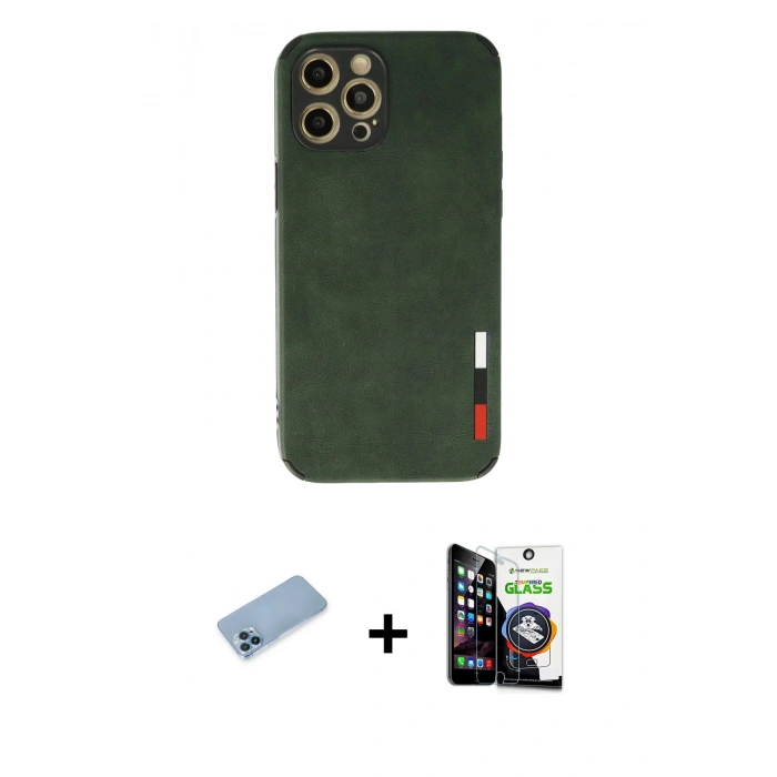 MARSİLYAN™- iPhone 12 Pro Max Kılıf Doruk Asil Koleksiyonu - Şeffaf Temperli Cam Ekran Koruyucu + Shine Kamera Lens Koruma Cam - MI