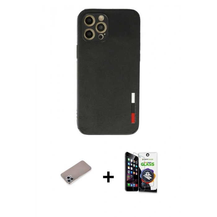 MARSİLYAN™- iPhone 12 Pro Max Kılıf Doruk Asil Koleksiyonu - Şeffaf Temperli Cam Ekran Koruyucu + Shine Kamera Lens Koruma Cam - SABE