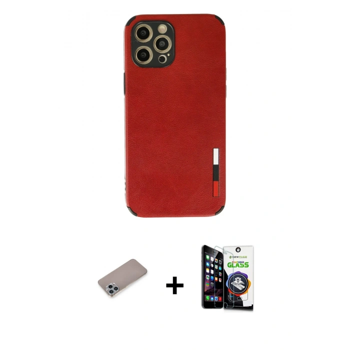 MARSİLYAN™- iPhone 12 Pro Max Kılıf Doruk Asil Koleksiyonu - Şeffaf Temperli Cam Ekran Koruyucu + Shine Kamera Lens Koruma Cam - SABE