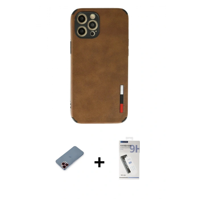 MARSİLYAN™- iPhone 12 Pro Max Kılıf Doruk Asil Koleksiyonu - Şeffaf Uv Polymer Nano Ekran Koruyucu + Metal Kamera Lens Koruma Cam - KI