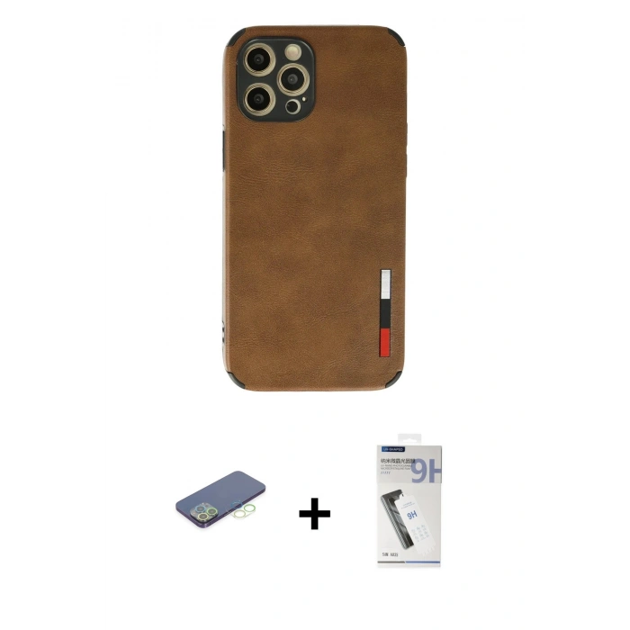 MARSİLYAN™- iPhone 12 Pro Max Kılıf Doruk Asil Koleksiyonu - Şeffaf Uv Polymer Nano Ekran Koruyucu + Renkli Kamera Lens Koruma Cam - YL