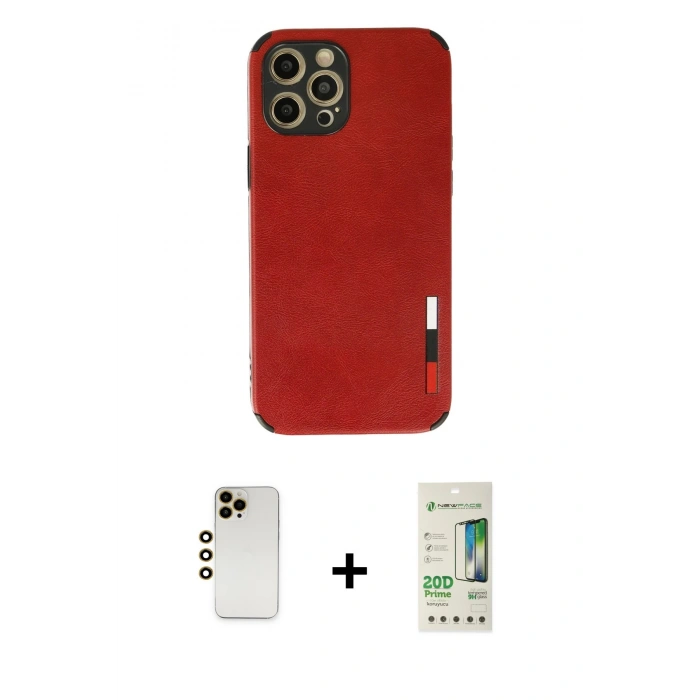 MARSİLYAN™- iPhone 12 Pro Max Kılıf Doruk Asil Koleksiyonu - Siyah 20D Premium Cam Ekran Koruyucu + Shine Kamera Lens - GD