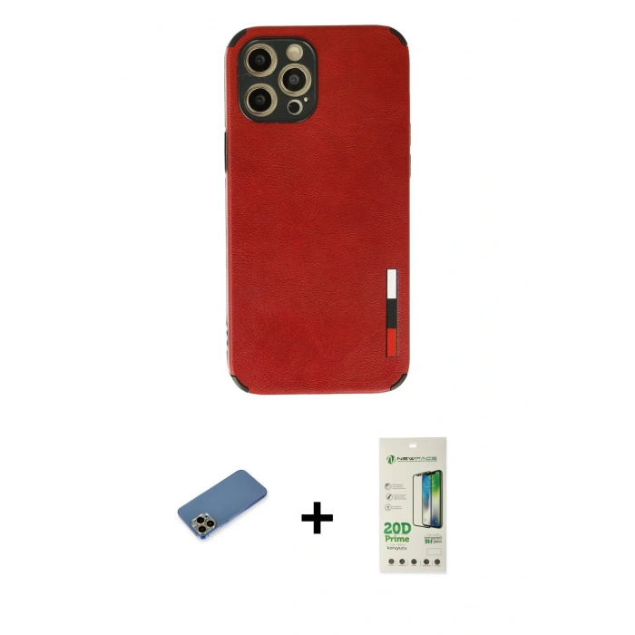 MARSİLYAN™- iPhone 12 Pro Max Kılıf Doruk Asil Koleksiyonu - Siyah 20D Premium Cam Ekran Koruyucu + Shine Kamera Lens Koruma Cam - GD