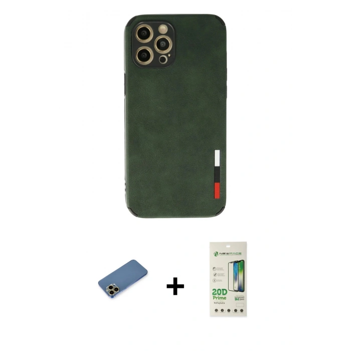 MARSİLYAN™- iPhone 12 Pro Max Kılıf Doruk Asil Koleksiyonu - Siyah 20D Premium Cam Ekran Koruyucu + Shine Kamera Lens Koruma Cam - GD