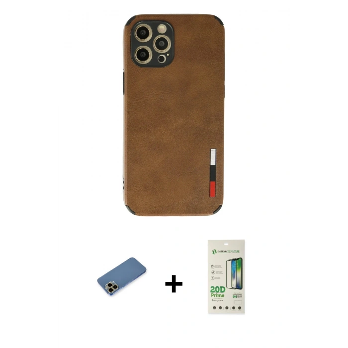 MARSİLYAN™- iPhone 12 Pro Max Kılıf Doruk Asil Koleksiyonu - Siyah 20D Premium Cam Ekran Koruyucu + Shine Kamera Lens Koruma Cam - GD