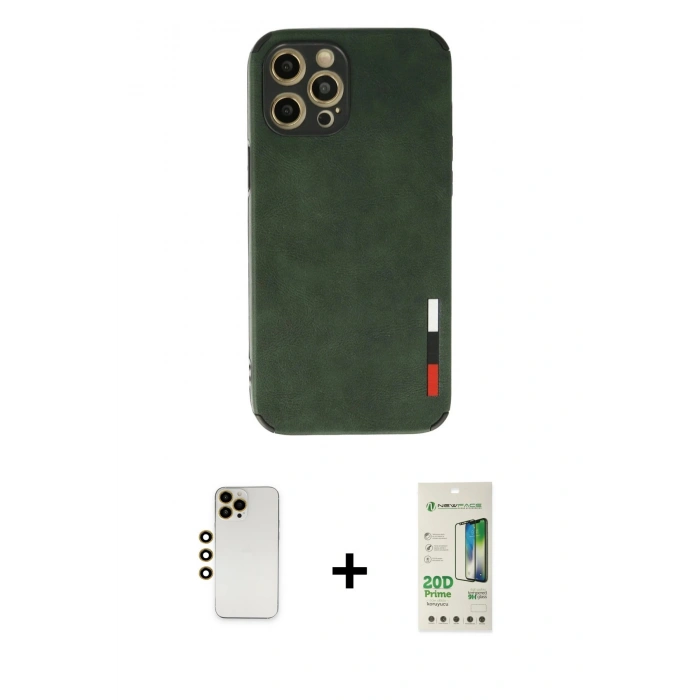 MARSİLYAN™- iPhone 12 Pro Max Kılıf Doruk Asil Koleksiyonu - Siyah 20D Premium Cam Ekran Koruyucu + Shine Kamera Lens - GD