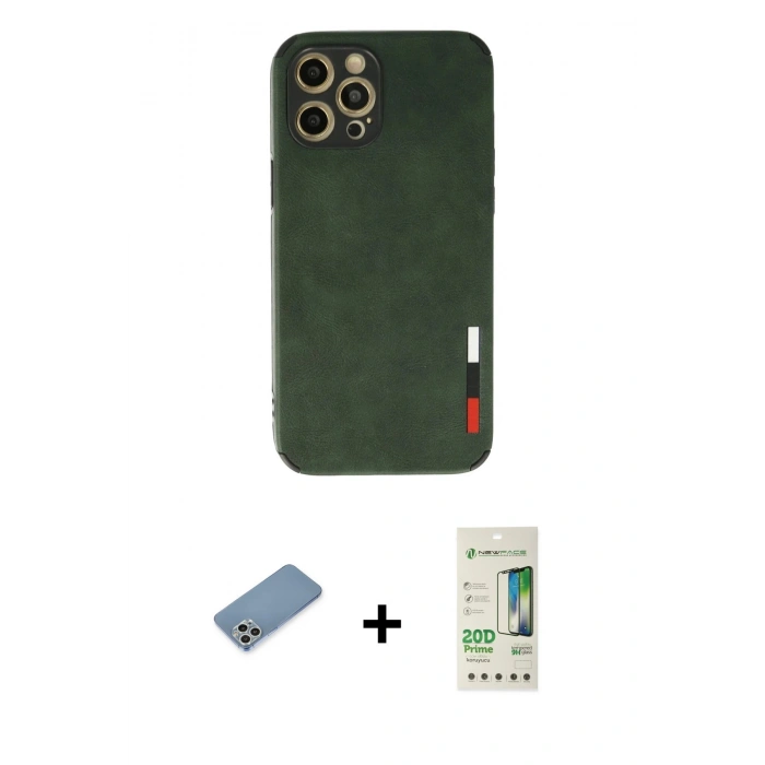 MARSİLYAN™- iPhone 12 Pro Max Kılıf Doruk Asil Koleksiyonu - Siyah 20D Premium Cam Ekran Koruyucu + Shine Kamera Lens Koruma Cam - GS