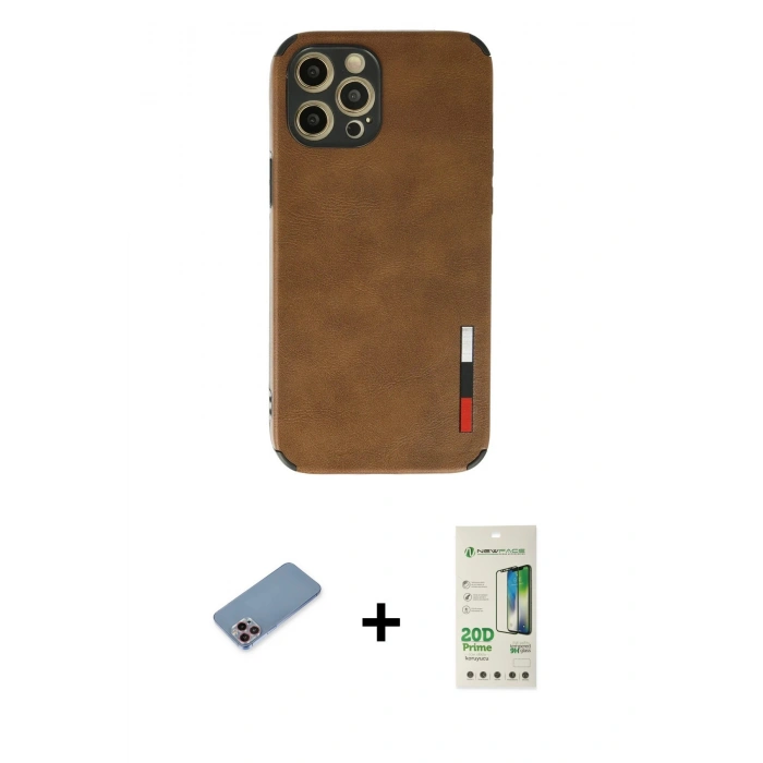 MARSİLYAN™- iPhone 12 Pro Max Kılıf Doruk Asil Koleksiyonu - Siyah 20D Premium Cam Ekran Koruyucu + Shine Kamera Lens Koruma Cam - PE