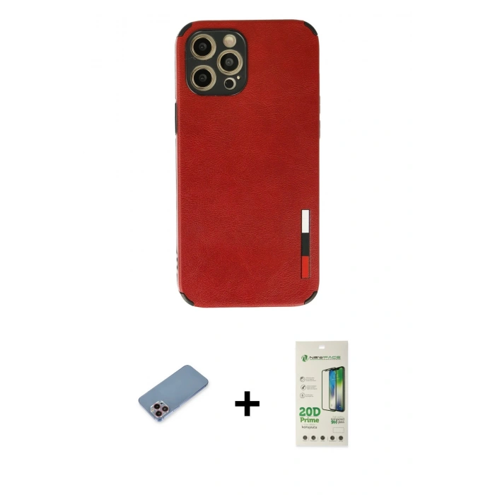 MARSİLYAN™- iPhone 12 Pro Max Kılıf Doruk Asil Koleksiyonu - Siyah 20D Premium Cam Ekran Koruyucu + Shine Kamera Lens Koruma Cam - PE