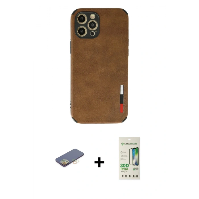 MARSİLYAN™- iPhone 12 Pro Max Kılıf Doruk Asil Koleksiyonu - Siyah 20D Premium Cam Ekran Koruyucu + Renkli Kamera Lens Koruma Cam - SI