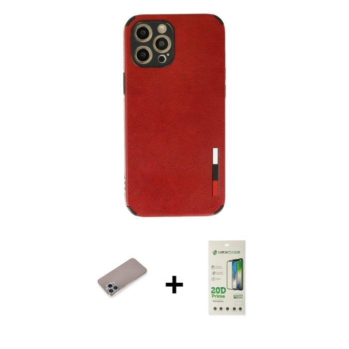 MARSİLYAN™- iPhone 12 Pro Max Kılıf Doruk Asil Koleksiyonu - Siyah 20D Premium Cam Ekran Koruyucu + Shine Kamera Lens Koruma Cam - SABE