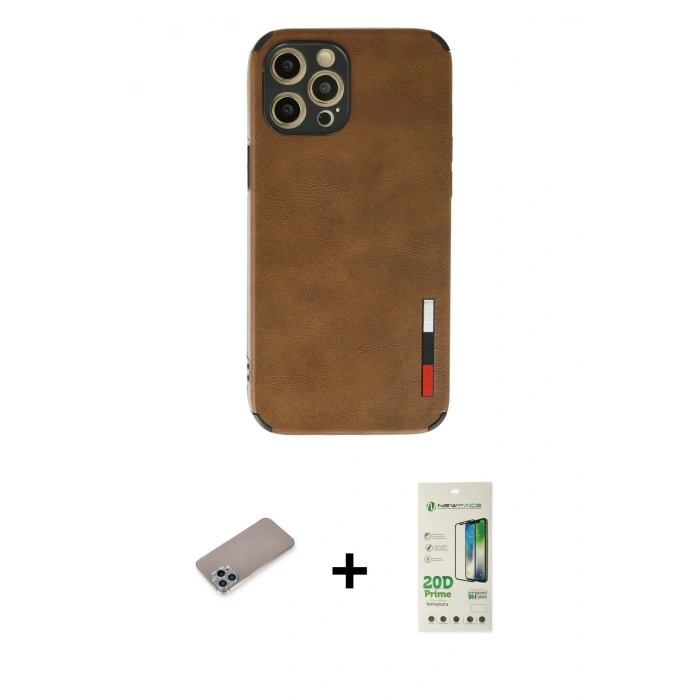 MARSİLYAN™- iPhone 12 Pro Max Kılıf Doruk Asil Koleksiyonu - Siyah 20D Premium Cam Ekran Koruyucu + Shine Kamera Lens Koruma Cam - SABE