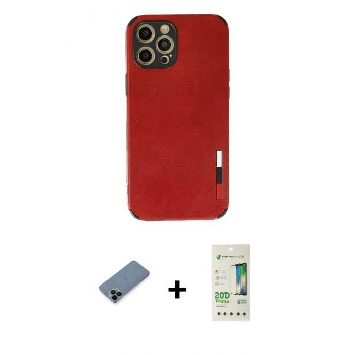MARSİLYAN™- iPhone 12 Pro Max Kılıf Doruk Asil Koleksiyonu - Siyah 20D Premium Cam Ekran Koruyucu + Shine Kamera Lens Koruma Cam - SH