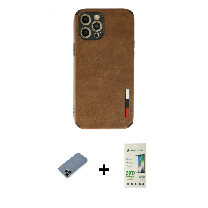 MARSİLYAN™- iPhone 12 Pro Max Kılıf Doruk Asil Koleksiyonu - Siyah 20D Premium Cam Ekran Koruyucu + Shine Kamera Lens Koruma Cam - SH