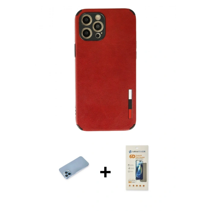 MARSİLYAN™- iPhone 12 Pro Max Kılıf Doruk Asil Koleksiyonu - Siyah 6D Mat Seramik Hayalet Nano Ekran Koruyucu + Shine Kamera Lens Koruma Cam - MI