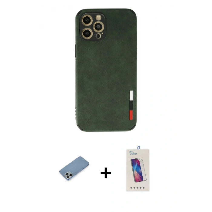 MARSİLYAN™- iPhone 12 Pro Max Kılıf Doruk Asil Koleksiyonu - Siyah Joko 5D Cam + Shine Kamera Lens Koruma Cam - GS