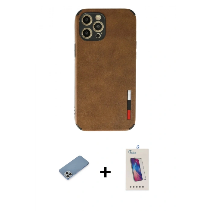 MARSİLYAN™- iPhone 12 Pro Max Kılıf Doruk Asil Koleksiyonu - Siyah Joko 5D Cam + Shine Kamera Lens Koruma Cam - GS