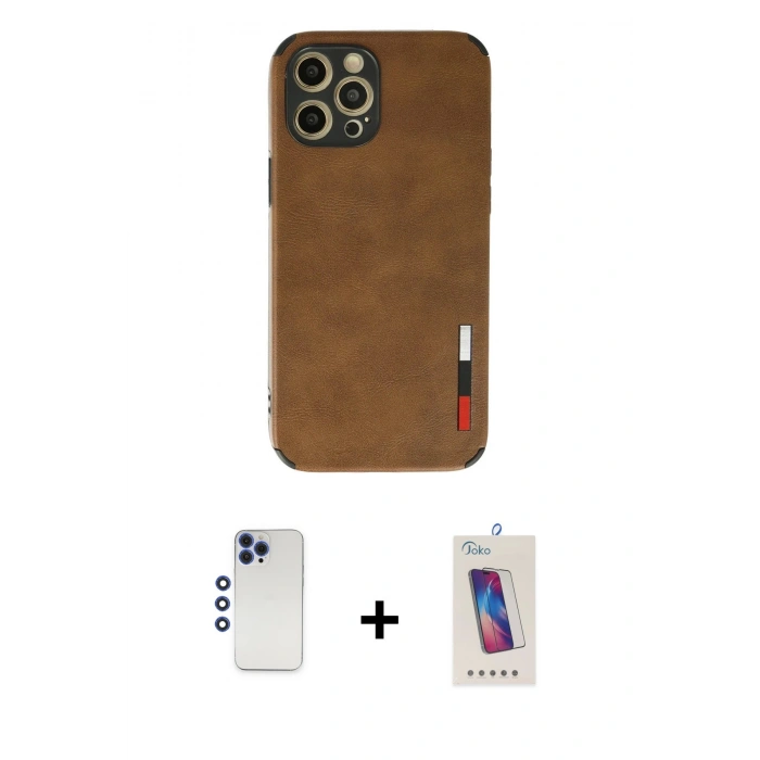 MARSİLYAN™- iPhone 12 Pro Max Kılıf Doruk Asil Koleksiyonu - Siyah Joko 5D Cam + Shine Kamera Lens - LT