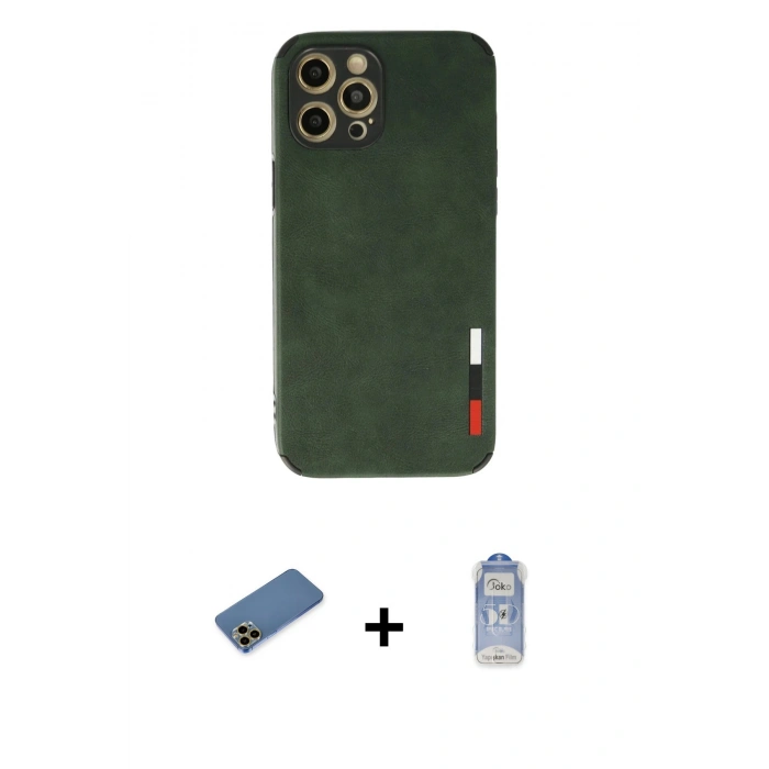 MARSİLYAN™- iPhone 12 Pro Max Kılıf Doruk Asil Koleksiyonu - Siyah Joko Magic 5D Cam + Shine Kamera Lens Koruma Cam - GD
