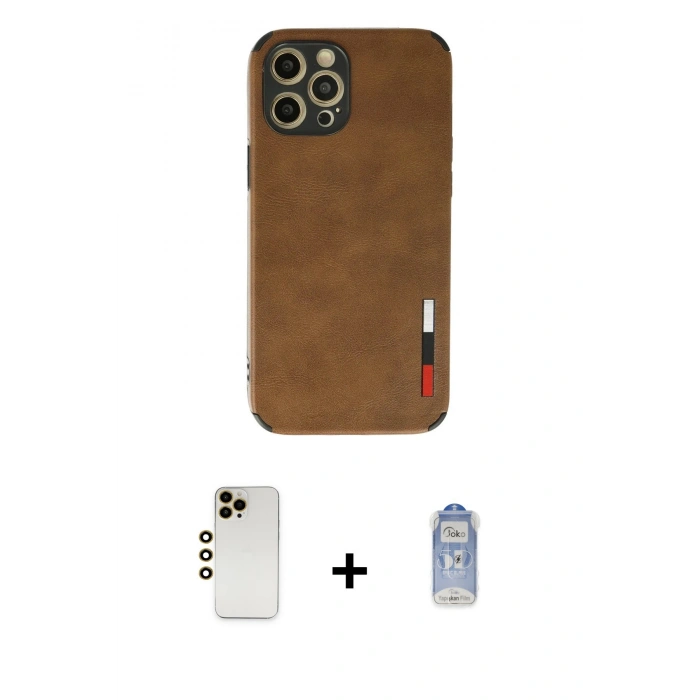 MARSİLYAN™- iPhone 12 Pro Max Kılıf Doruk Asil Koleksiyonu - Siyah Joko Magic 5D Cam + Shine Kamera Lens - GD