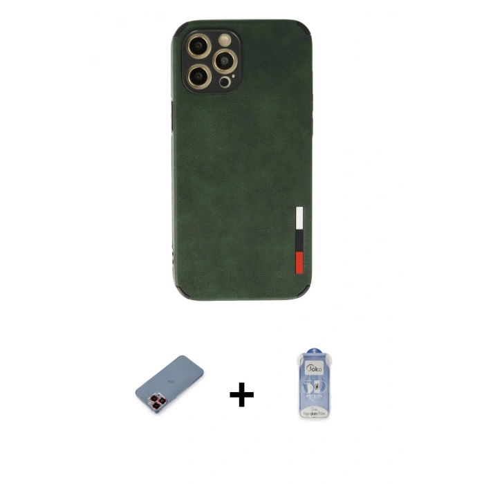 MARSİLYAN™- iPhone 12 Pro Max Kılıf Doruk Asil Koleksiyonu - Siyah Joko Magic 5D Cam + Metal Kamera Lens Koruma Cam - KI