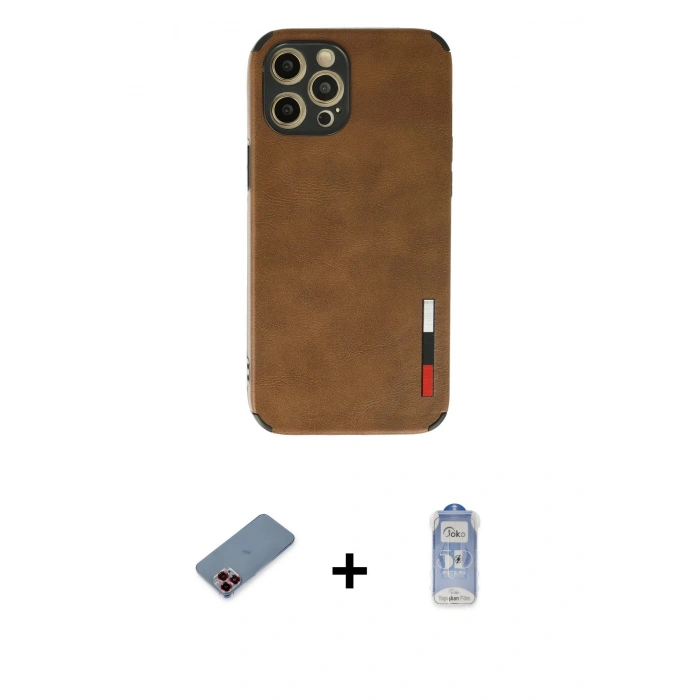 MARSİLYAN™- iPhone 12 Pro Max Kılıf Doruk Asil Koleksiyonu - Siyah Joko Magic 5D Cam + Metal Kamera Lens Koruma Cam - KI