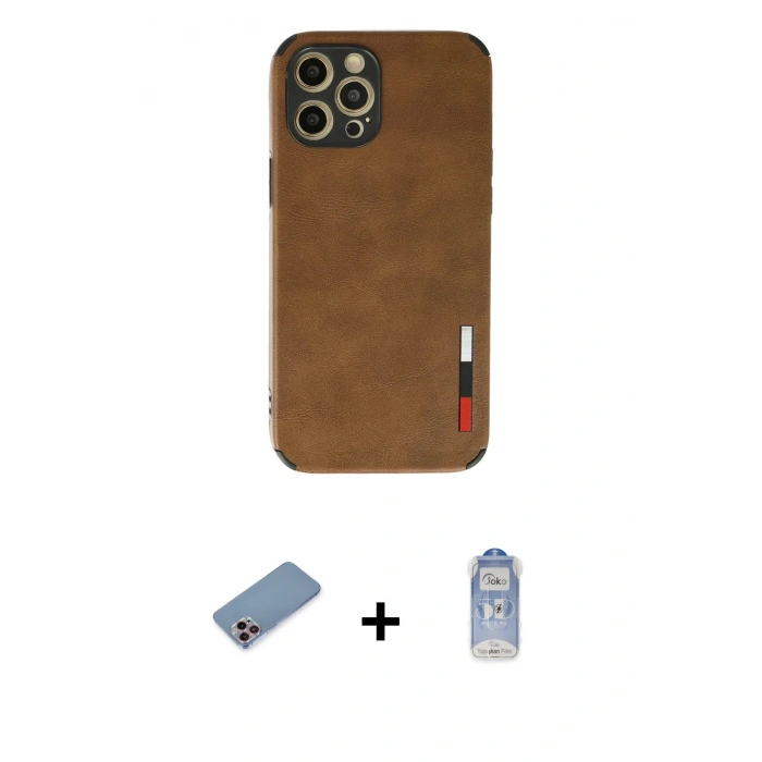 MARSİLYAN™- iPhone 12 Pro Max Kılıf Doruk Asil Koleksiyonu - Siyah Joko Magic 5D Cam + Pembe Shine Kamera Lens Koruma Cam