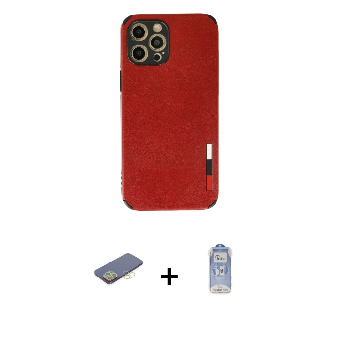 MARSİLYAN™- iPhone 12 Pro Max Kılıf Doruk Asil Koleksiyonu - Siyah Joko Magic 5D Cam + Renkli Kamera Lens Koruma Cam - SI