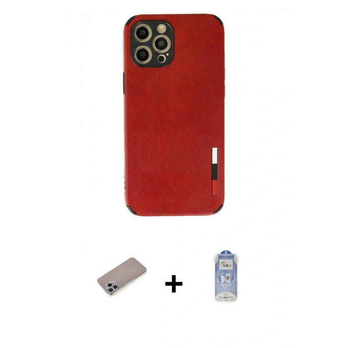 MARSİLYAN™- iPhone 12 Pro Max Kılıf Doruk Asil Koleksiyonu - Siyah Joko Magic 5D Cam + Shine Kamera Lens Koruma Cam - SABE