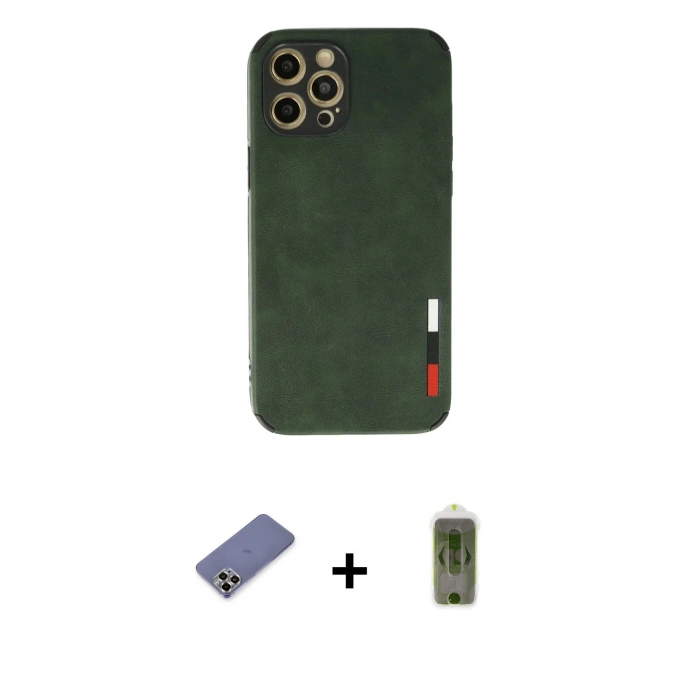 MARSİLYAN™- iPhone 12 Pro Max Kılıf Doruk Asil Koleksiyonu - Siyah Joko Magic 5D Hayalet Cam + Metal Kamera Lens Koruma Cam - GD