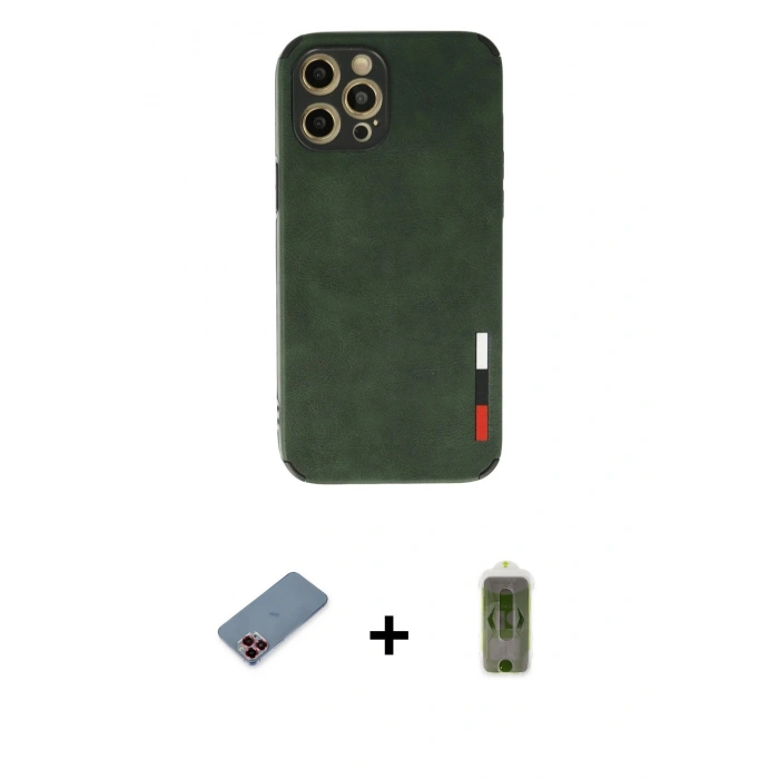 MARSİLYAN™- iPhone 12 Pro Max Kılıf Doruk Asil Koleksiyonu - Siyah Joko Magic 5D Hayalet Cam + Metal Kamera Lens Koruma Cam - KI