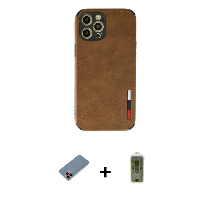 MARSİLYAN™- iPhone 12 Pro Max Kılıf Doruk Asil Koleksiyonu - Siyah Joko Magic 5D Hayalet Cam + Metal Kamera Lens Koruma Cam - KI