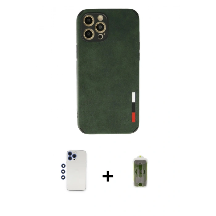MARSİLYAN™- iPhone 12 Pro Max Kılıf Doruk Asil Koleksiyonu - Siyah Joko Magic 5D Hayalet Cam + Shine Kamera Lens - LT