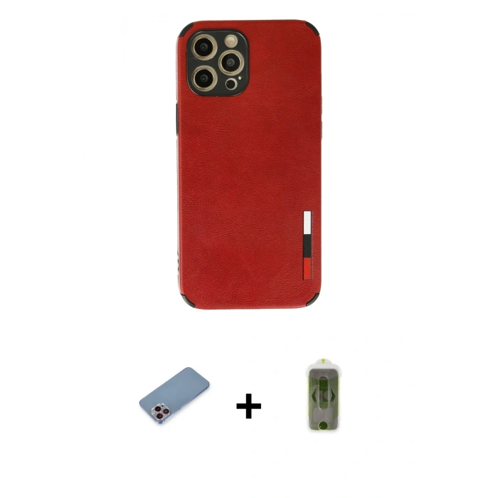 MARSİLYAN™- iPhone 12 Pro Max Kılıf Doruk Asil Koleksiyonu - Siyah Joko Magic 5D Hayalet Cam + Pembe Shine Kamera Lens Koruma Cam