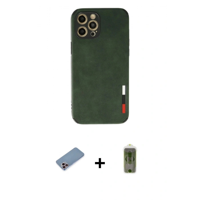 MARSİLYAN™- iPhone 12 Pro Max Kılıf Doruk Asil Koleksiyonu - Siyah Joko Magic 5D Hayalet Cam + Pembe Shine Kamera Lens Koruma Cam