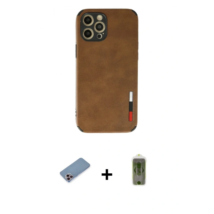 MARSİLYAN™- iPhone 12 Pro Max Kılıf Doruk Asil Koleksiyonu - Siyah Joko Magic 5D Hayalet Cam + Pembe Shine Kamera Lens Koruma Cam