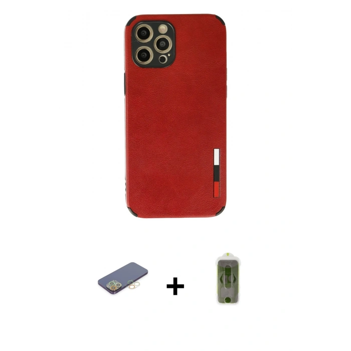 MARSİLYAN™- iPhone 12 Pro Max Kılıf Doruk Asil Koleksiyonu - Siyah Joko Magic 5D Hayalet Cam + Renkli Kamera Lens Koruma Cam - SI