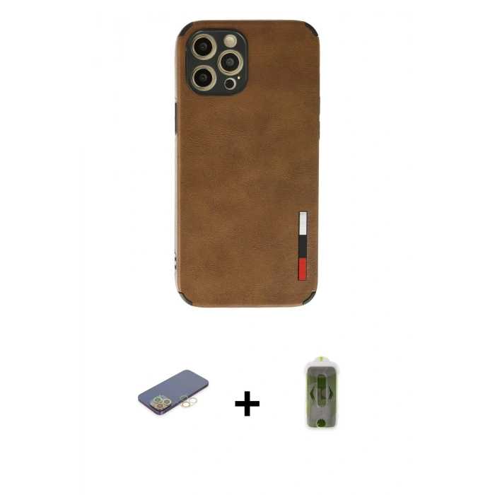 MARSİLYAN™- iPhone 12 Pro Max Kılıf Doruk Asil Koleksiyonu - Siyah Joko Magic 5D Hayalet Cam + Renkli Kamera Lens Koruma Cam - SI