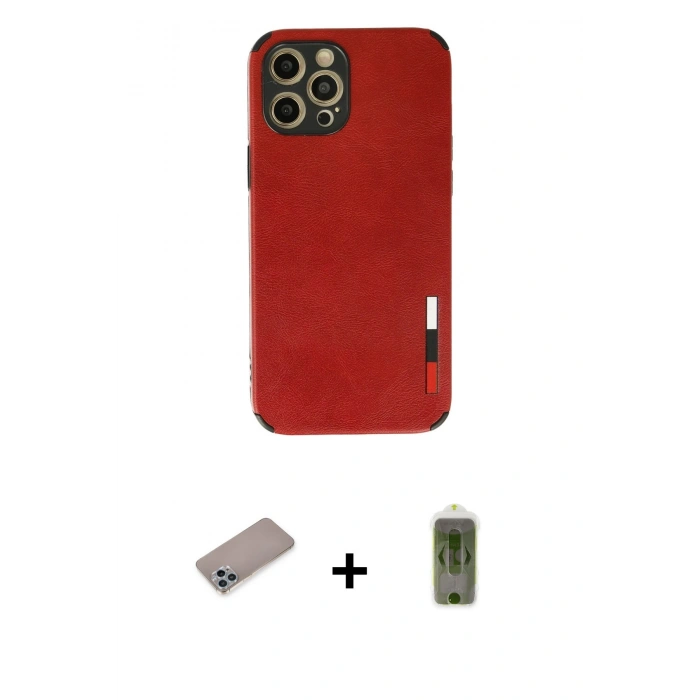 MARSİLYAN™- iPhone 12 Pro Max Kılıf Doruk Asil Koleksiyonu - Siyah Joko Magic 5D Hayalet Cam + Shine Kamera Lens Koruma Cam - SABE