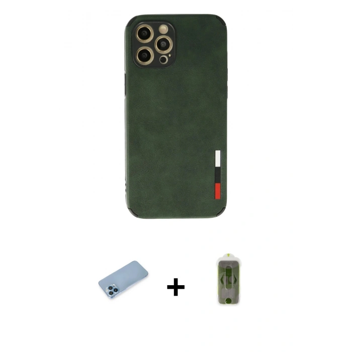 MARSİLYAN™- iPhone 12 Pro Max Kılıf Doruk Asil Koleksiyonu - Siyah Joko Magic 5D Hayalet Cam + Shine Kamera Lens Koruma Cam - MI