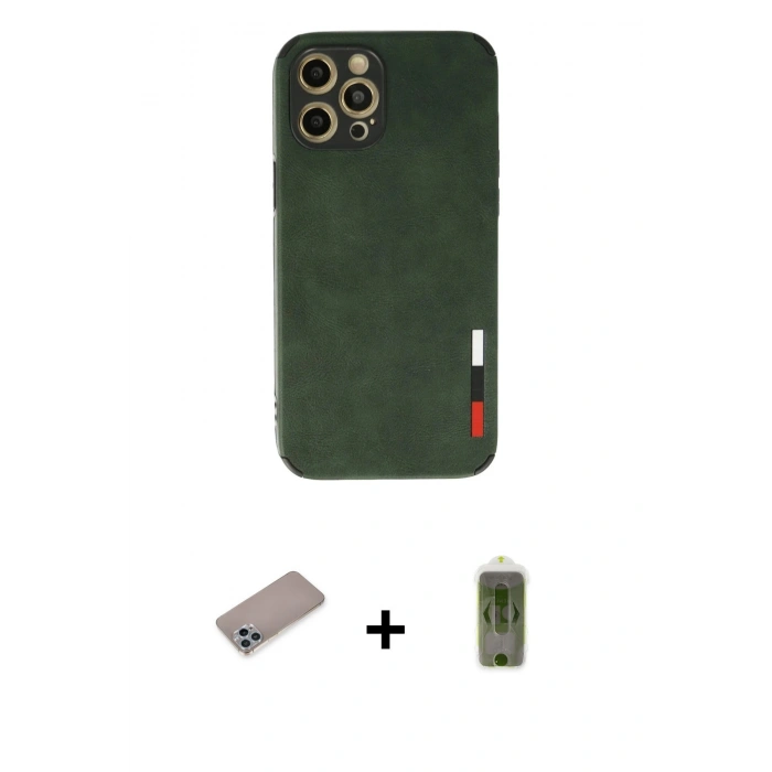 MARSİLYAN™- iPhone 12 Pro Max Kılıf Doruk Asil Koleksiyonu - Siyah Joko Magic 5D Hayalet Cam + Shine Kamera Lens Koruma Cam - SABE