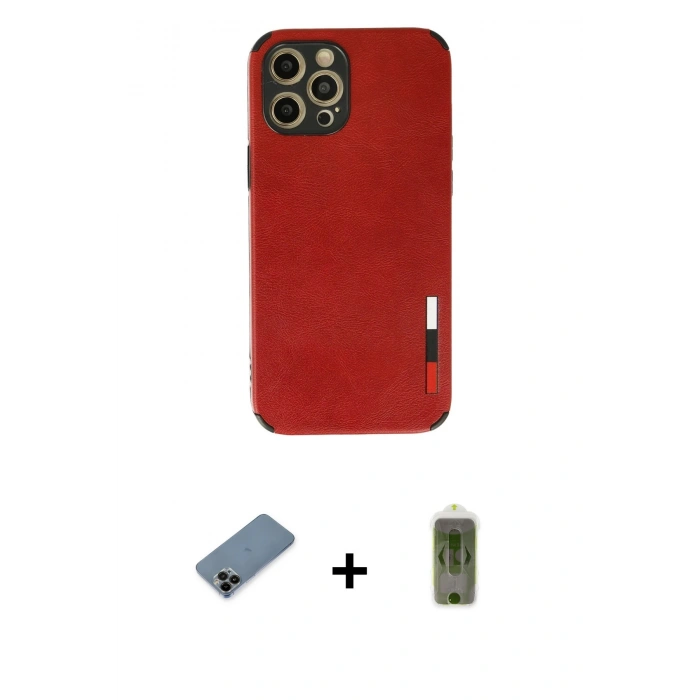 MARSİLYAN™- iPhone 12 Pro Max Kılıf Doruk Asil Koleksiyonu - Siyah Joko Magic 5D Hayalet Cam + Shine Kamera Lens Koruma Cam - SH