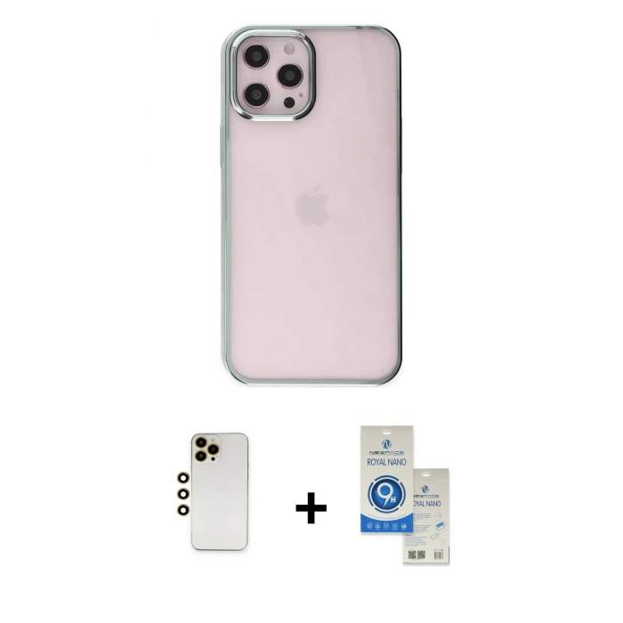 MARSİLYAN™- iPhone 12 Pro Max Kılıf Doruk Doku Prime - Şeffaf Royal Nano Ekran Koruyucu + Shine Kamera Lens - GD