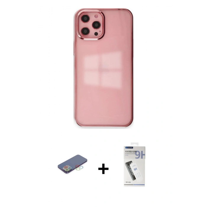 MARSİLYAN™- iPhone 12 Pro Max Kılıf Doruk Doku Prime - Şeffaf Uv Polymer Nano Ekran Koruyucu + Renkli Kamera Lens Koruma Cam - MI