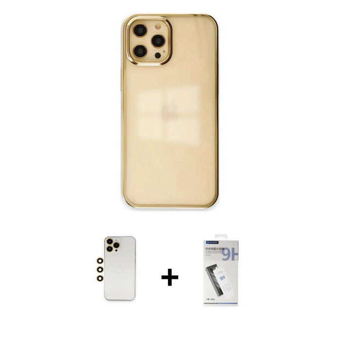 MARSİLYAN™- iPhone 12 Pro Max Kılıf Doruk Doku Prime - Şeffaf Uv Polymer Nano Ekran Koruyucu + Shine Kamera Lens - GD